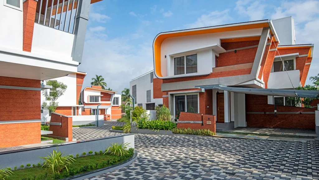 Modern luxury villas at Asset Gitanjali, featuring unique architectural design, landscaped gardens, and premium living spaces in a gated community.