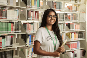 Student holding a book